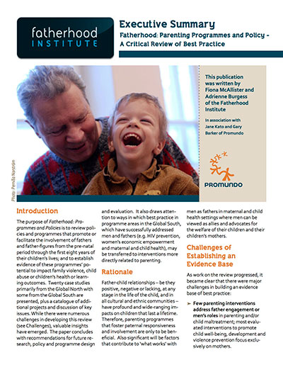Fatherhood: Parenting Programs and Policy: Executive Summary