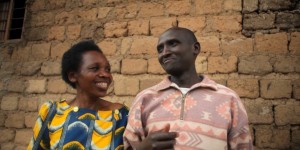 Theresa and Landuwari talk in a still from "MenCare Short: Rwanda."