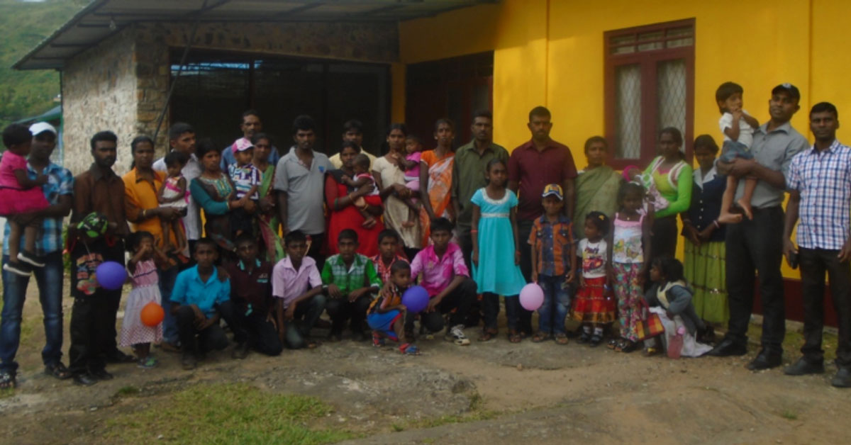 MenCare fathers' group participants and families at the Ambagamuwa ADP in Sri Lanka.