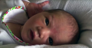 Still of a newborn from the film "Father Is Not A Visitor."