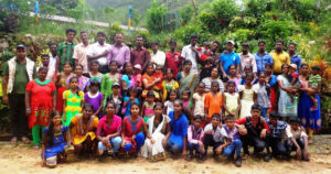 Group photo of participants in the Ambagamuwa ADP's June 2016 MenCare family retreat.